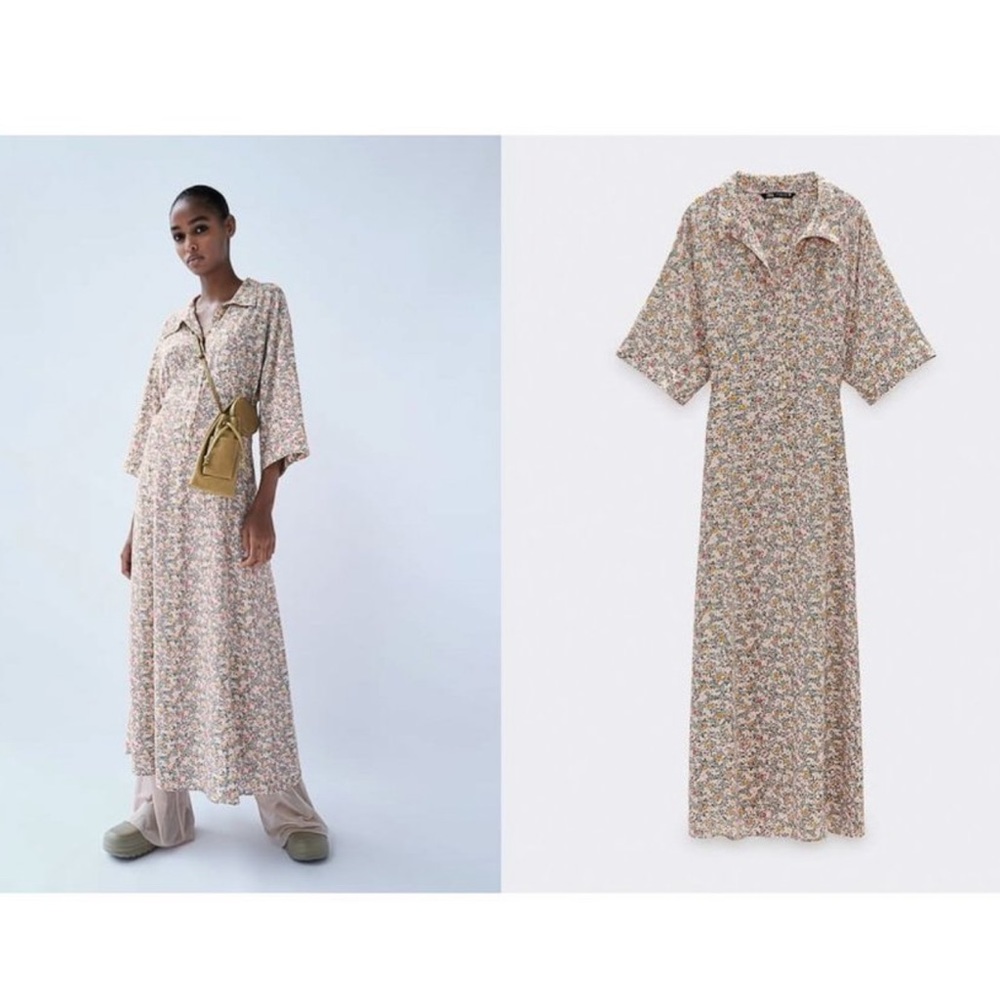 Zara ankle length flower dress, size L